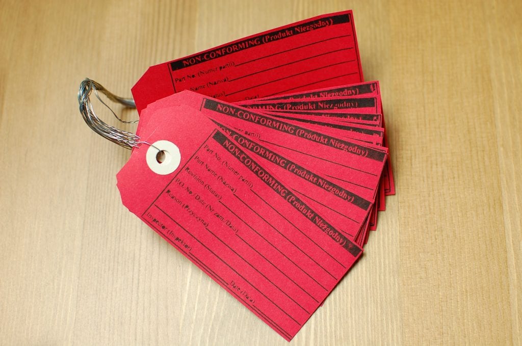 Czerwona etykieta 5S - metoda 5s