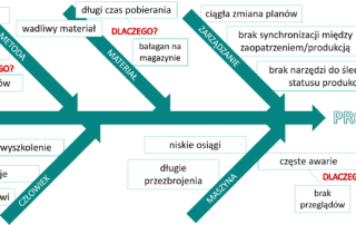 Diagram Ishikawy zmniejszanie kosztów produkcji