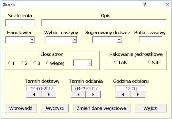 Harmonogram planowania produkcji