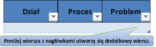 Tworzenie tabeli - dodatkowy wiersz