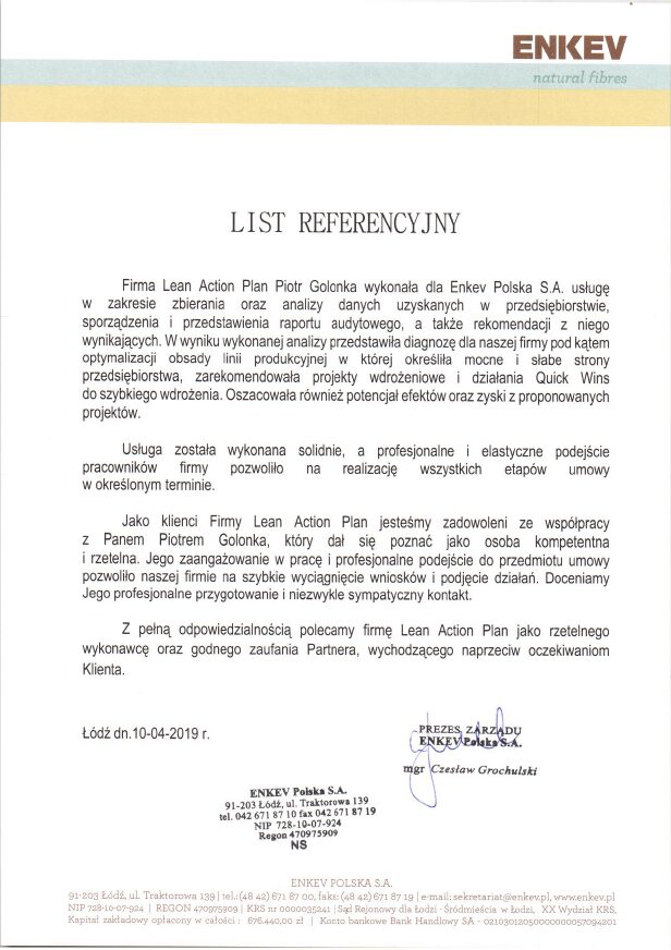 Enkev - produkcja lean