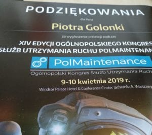 Kongres PolMaintenance 2019 prelegent podziękowania relacja