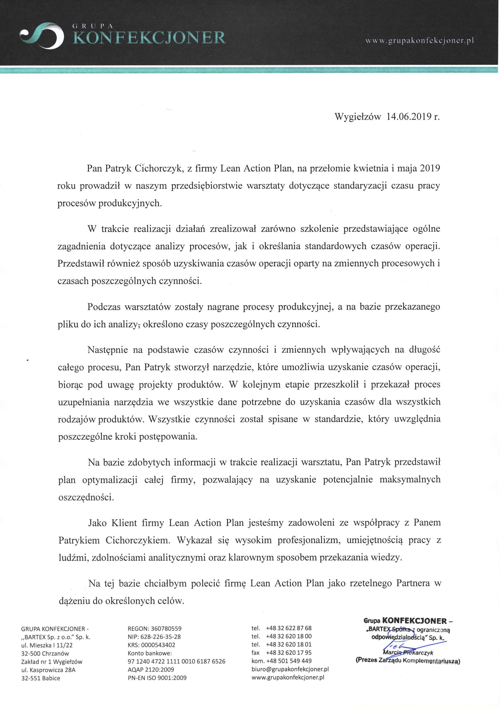 Opinia o firmie Lean Action Plan