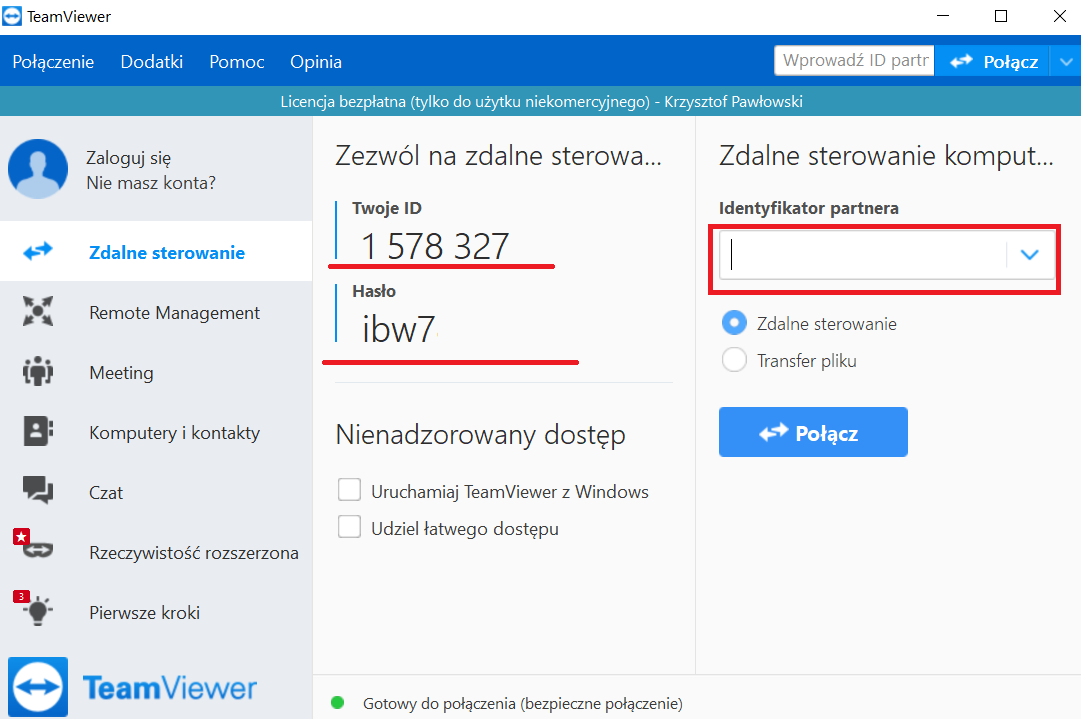 Współpraca zdalna – team viewer Homeoffice, Współpraca zdalna - team viewer