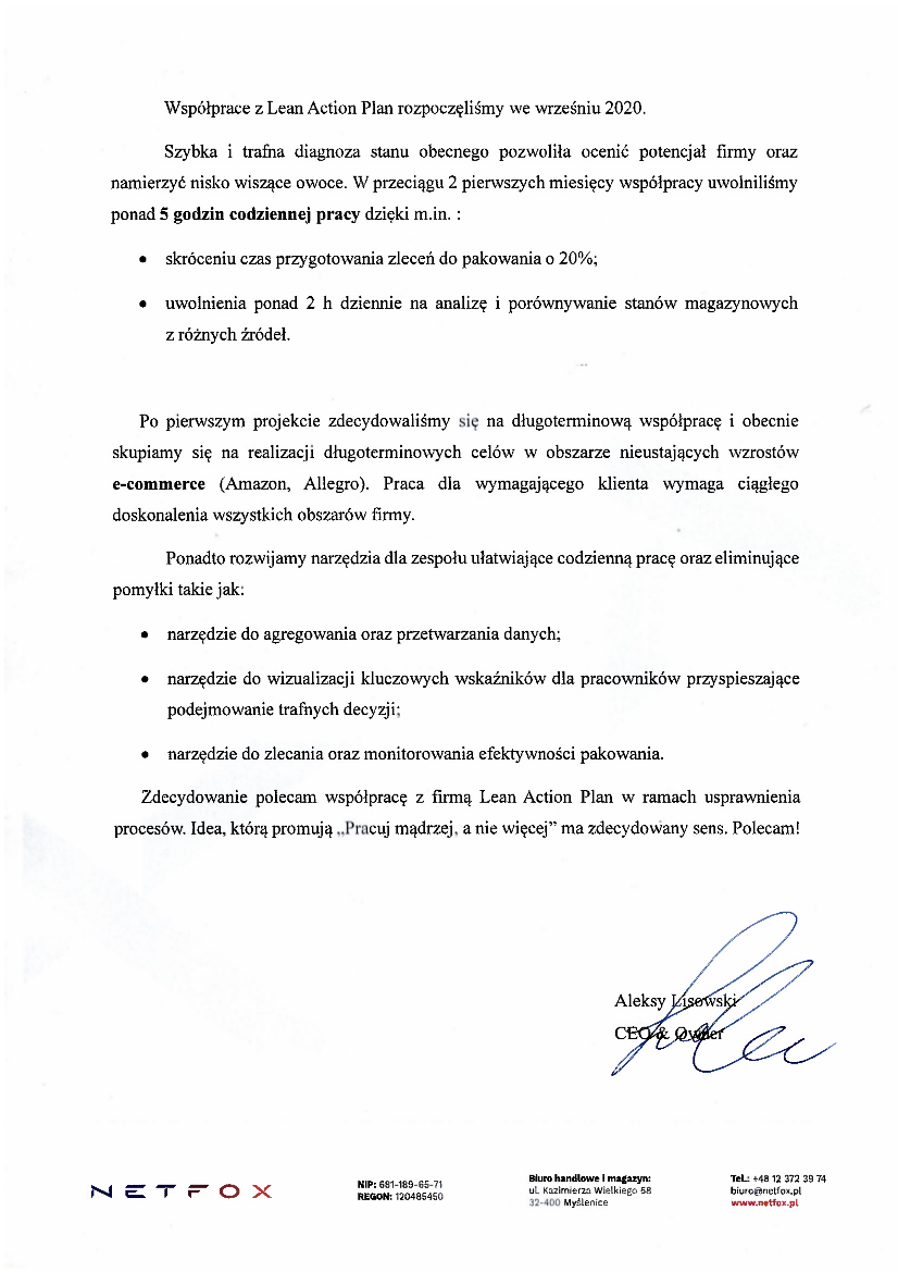 Referencje Lean NETFOX