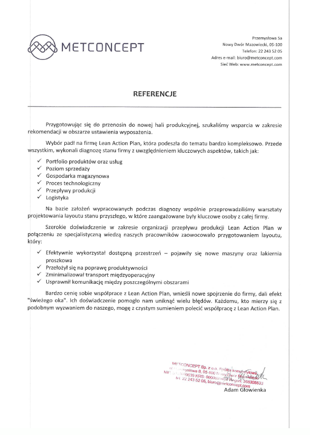 Metconcept - referencje Lean Action Plan 2