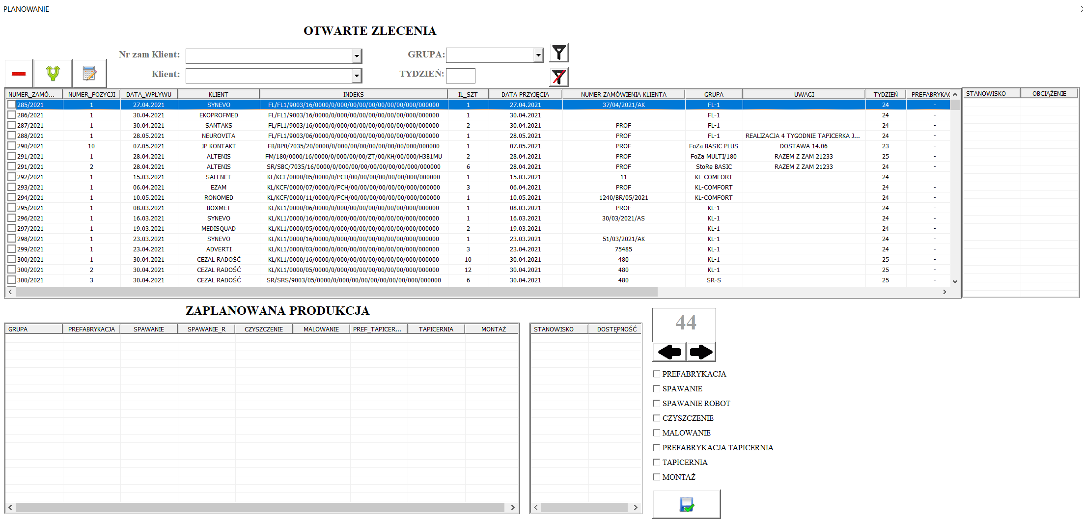 Planowanie produkcji Excel