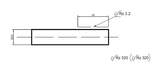 Chropowatosc powierzchni dla fragmentu elementu Oznaczenie chropowatości powierzchni dla fragmentu elementu