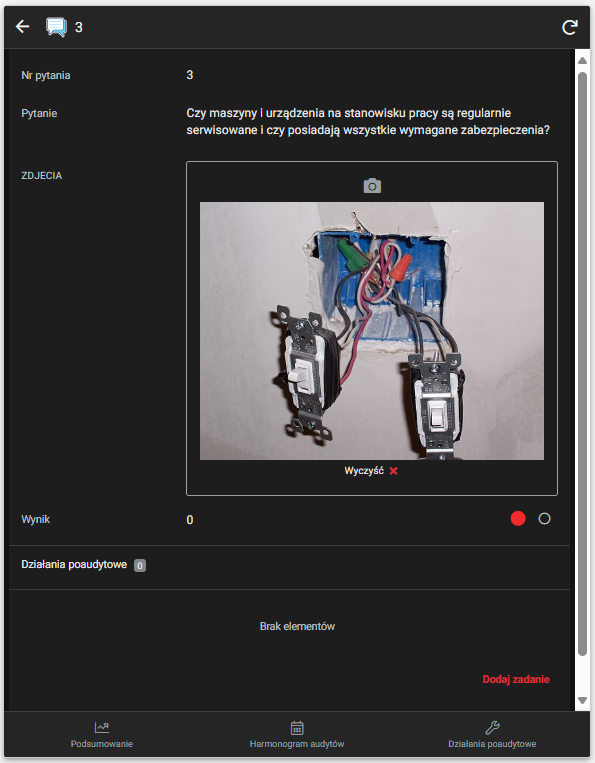 Widok odpowiedzi na pytanie audytowe