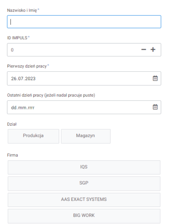 outsourcing - formularz zapisu
