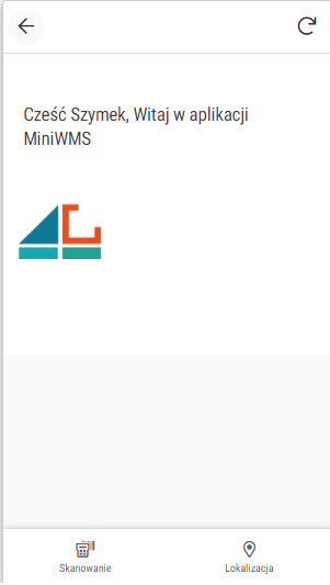MiniWMS - widok na start